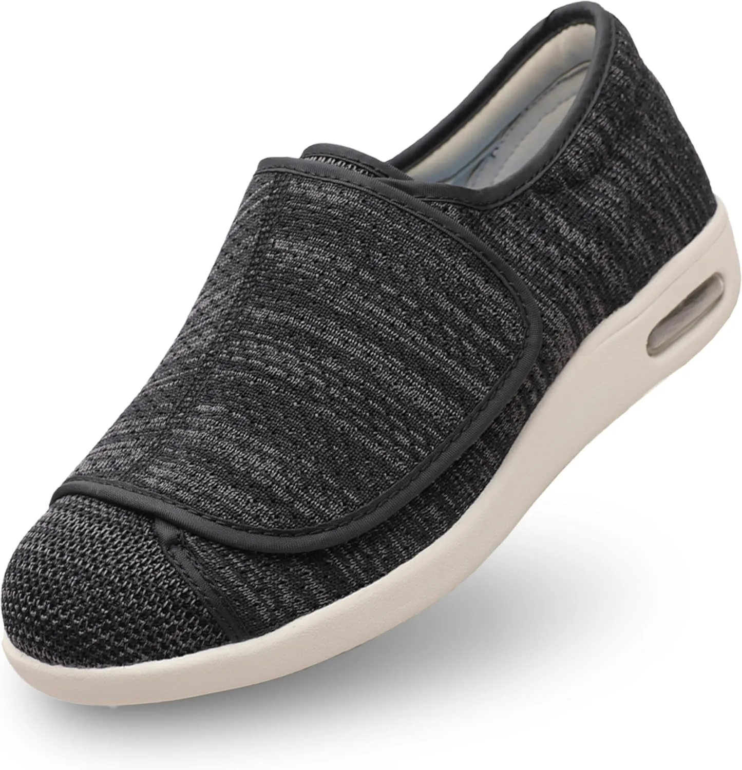 youyun Orthopedic Shoes for Women, Wide Fit Slip On Sneakers for Diabetics, Plantar Fasciitis and Swollen Feet Support, Lightweight Comfort and Breathable (Black/Grey) (Size 6)
