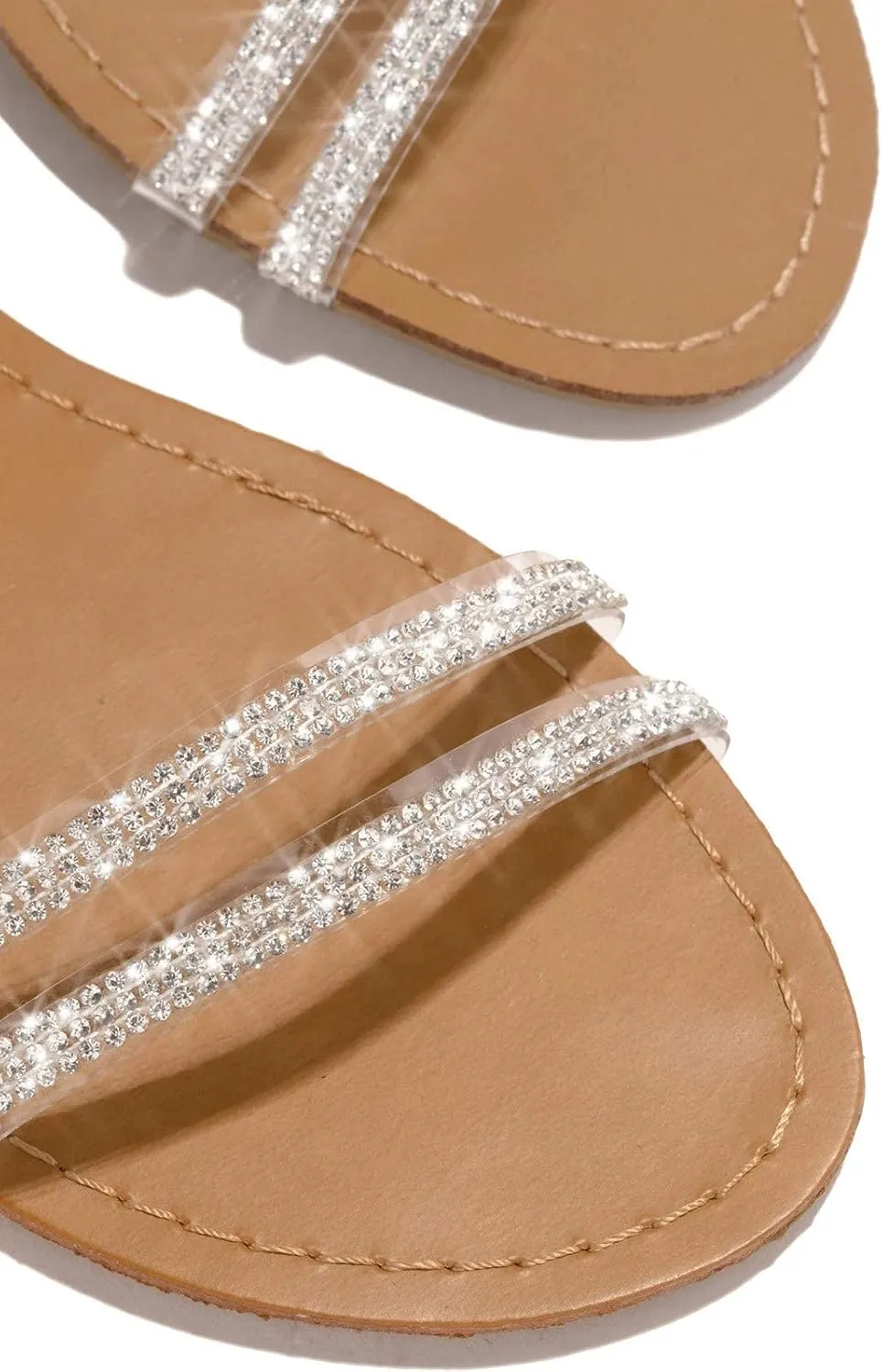 ZBYY Strappy Sandals for Women,Sparkling Rhinestone Roman Sandals Summer Open Toe Breathable Dressy Beach Sandals