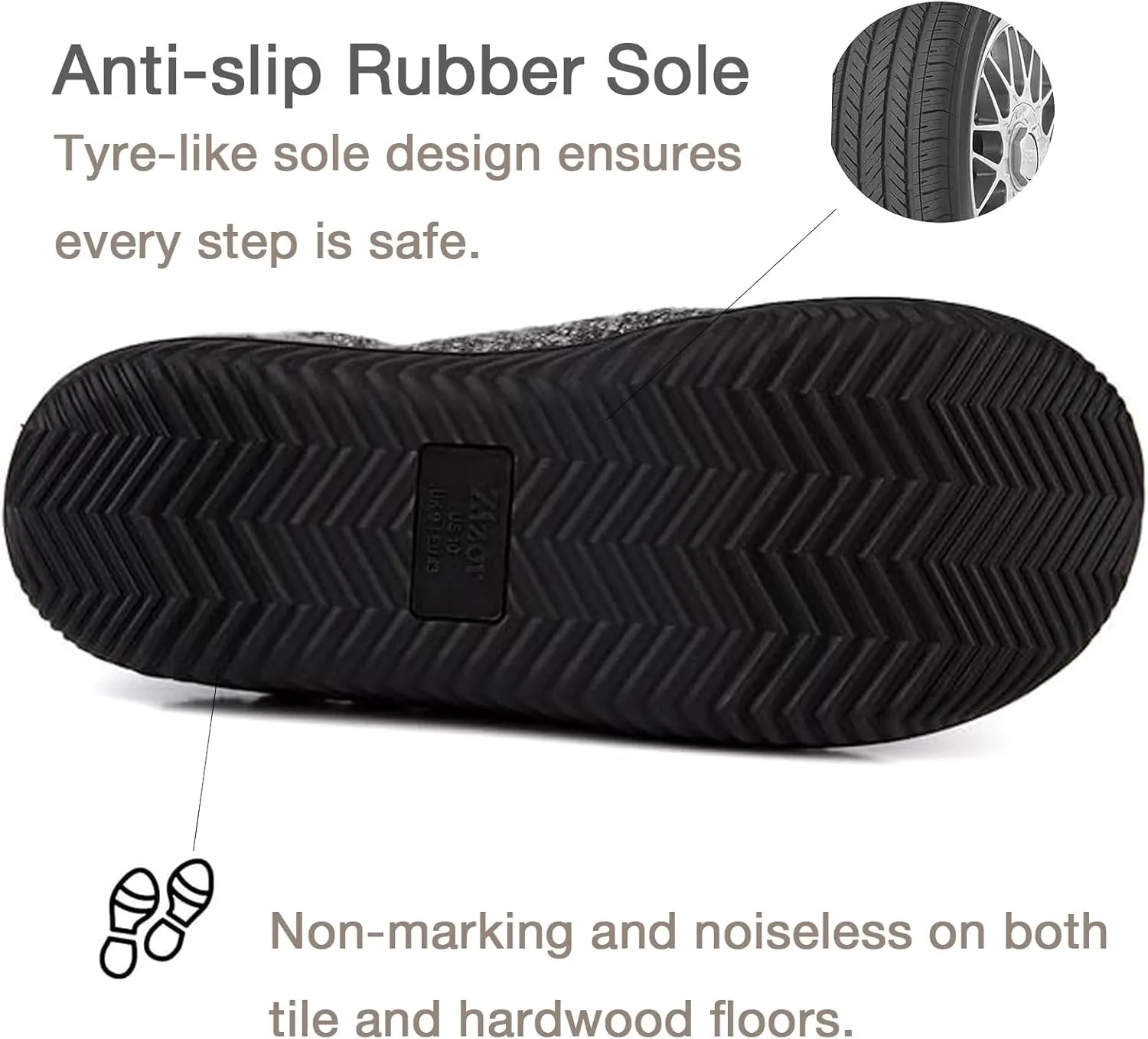 Zizor Men's Comfy Caterpillar Slippers Indoor Outdoor House Shoes, Warm Soft Knit Upper Fuzzy Fleece Lined Memory Foam Sole with Hard Bottom