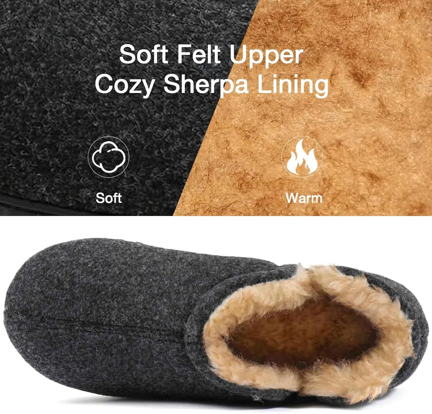 Zizor Men's Comfy Caterpillar Slippers Indoor Outdoor House Shoes, Warm Soft Knit Upper Fuzzy Fleece Lined Memory Foam Sole with Hard Bottom