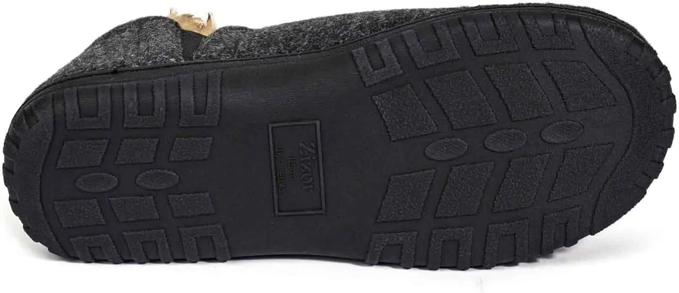 Zizor Men's Comfy Caterpillar Slippers Indoor Outdoor House Shoes, Warm Soft Knit Upper Fuzzy Fleece Lined Memory Foam Sole with Hard Bottom