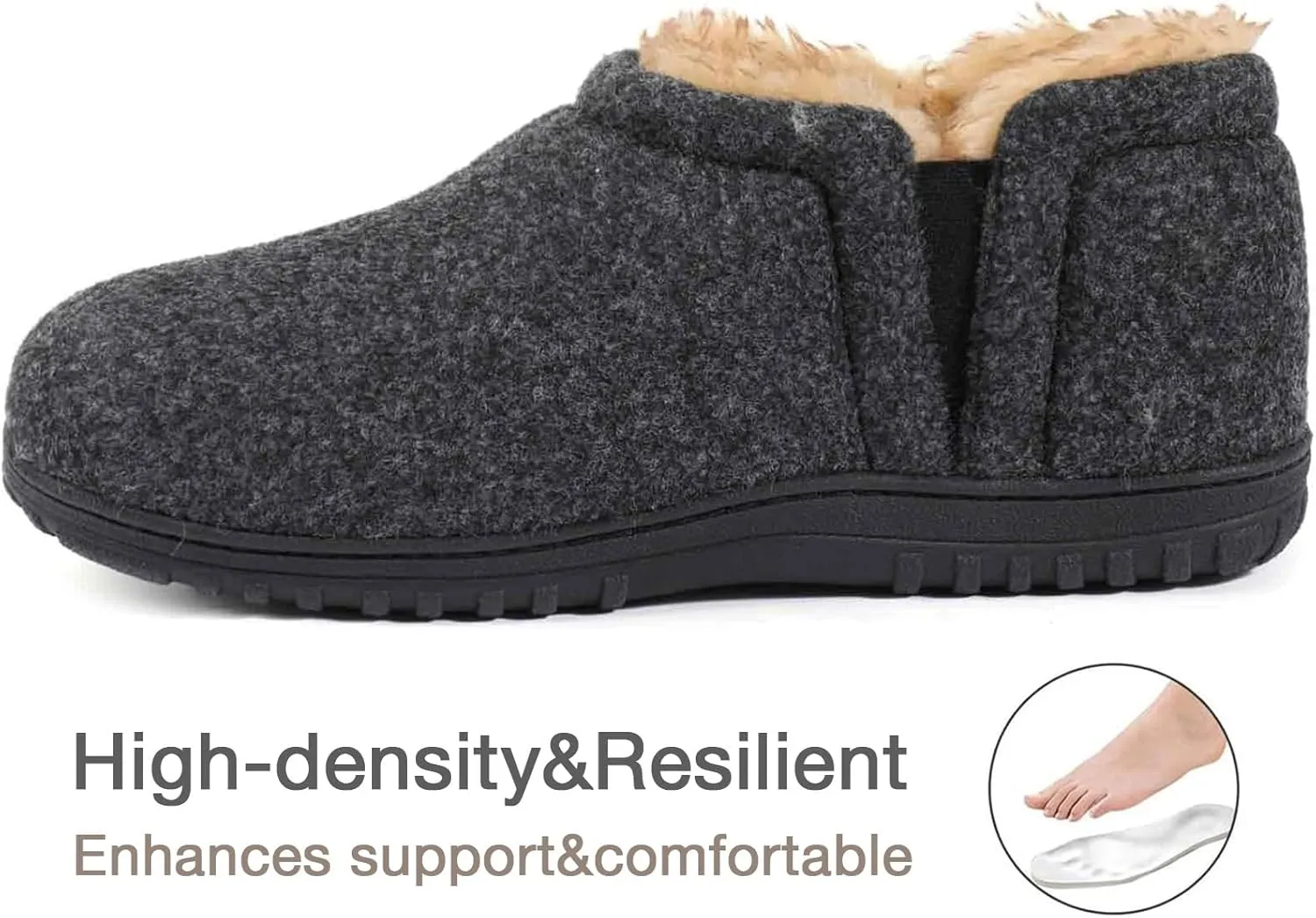 Zizor Men's Comfy Caterpillar Slippers Indoor Outdoor House Shoes, Warm Soft Knit Upper Fuzzy Fleece Lined Memory Foam Sole with Hard Bottom
