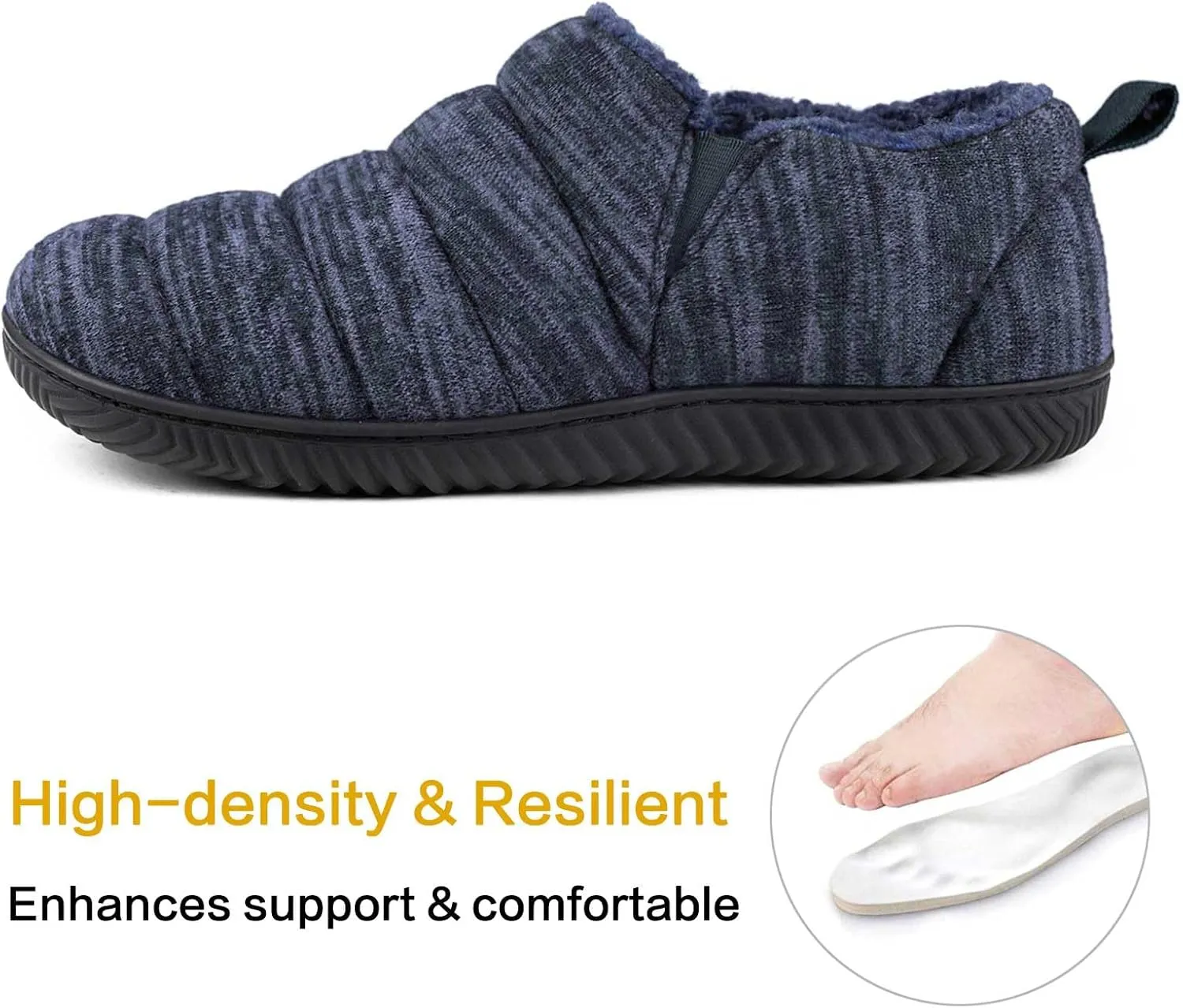 Zizor Men's Comfy Caterpillar Slippers Indoor Outdoor House Shoes, Warm Soft Knit Upper Fuzzy Fleece Lined Memory Foam Sole with Hard Bottom